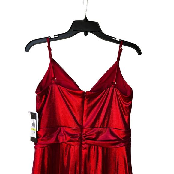 Guess Red Metallic Foil Dress Size 4 Prom Cocktail Strappy NWT $128 - Picture 4 of 11